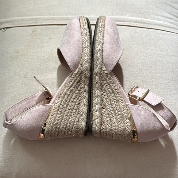 Truffle Collection Nude Wedge ankle strap espadrille Sandals shoes Sz 5 - Picture 11 of 13